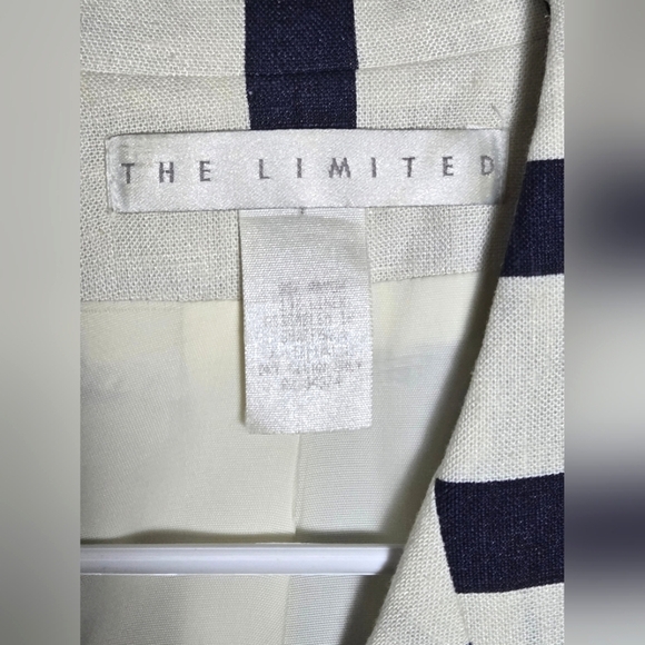 Vintage 90's The Limited Linen Blend Navy Striped Coastal Chic Blazer, XS - Picture 5 of 6